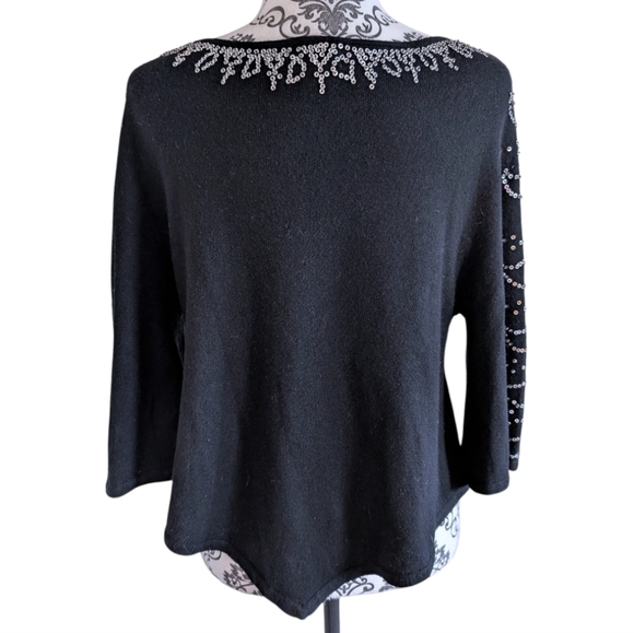 Central Park West Sweater NYE Glam Sequins Y2K Womens M Cashmere Silk Vintage - Picture 3 of 12
